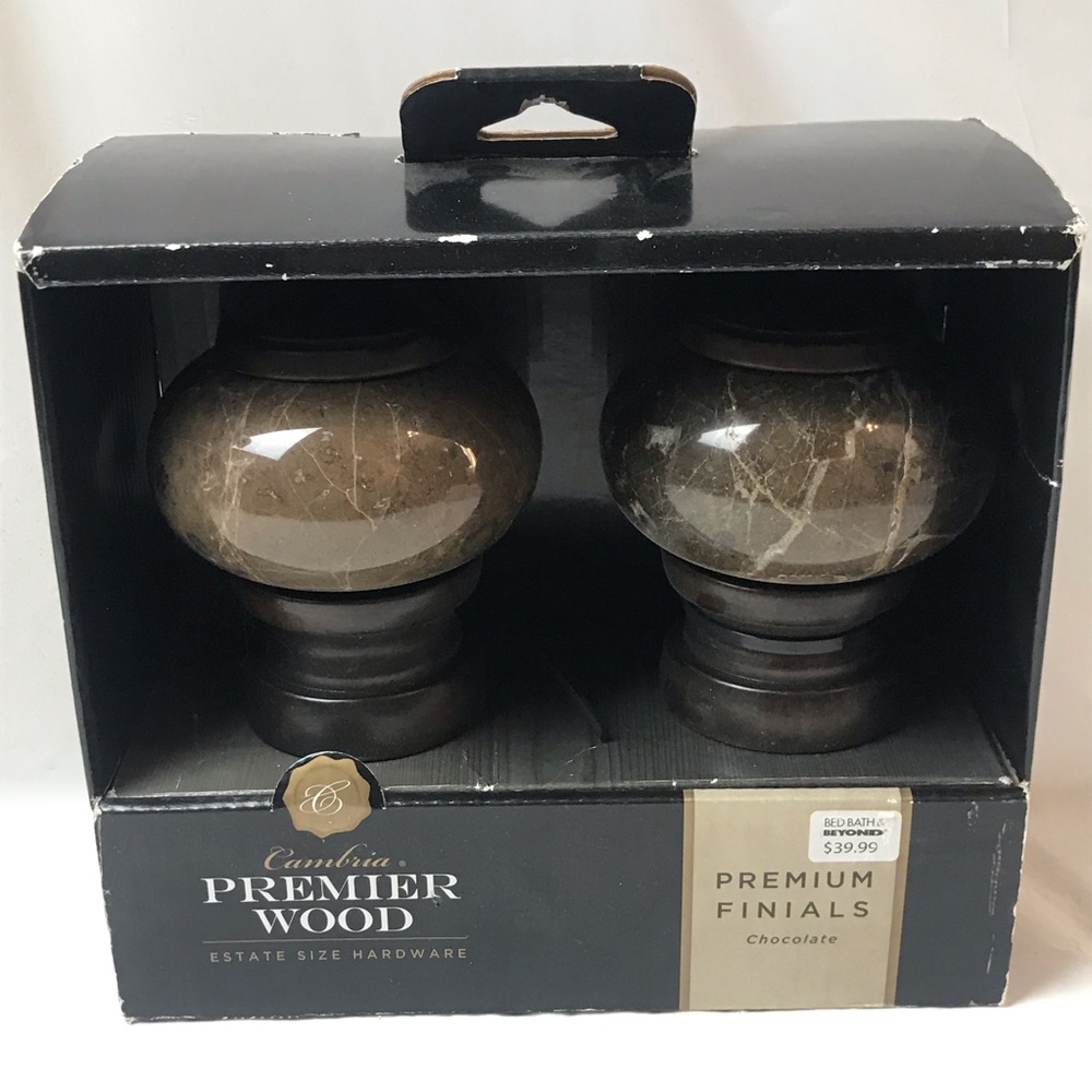 Cambria Estate Sized Wood Premium Finial Set Chocolate Brown Bed Bath Beyond
